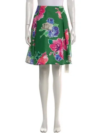 Pre-owned Kate Spade Floral Print Knee-length Skirt In Green