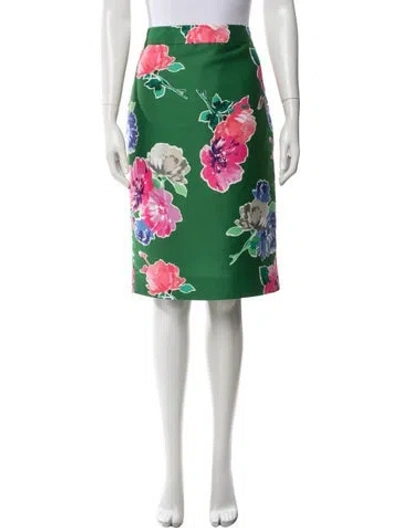 Pre-owned Kate Spade Floral Print Knee-length Skirt In Green