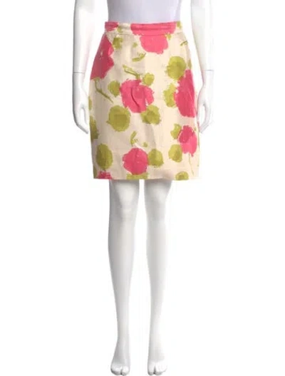 Pre-owned Kate Spade Floral Print Knee-length Skirt In Neutral