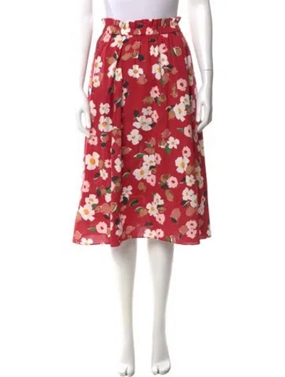 Pre-owned Kate Spade Floral Print Knee-length Skirt In Red