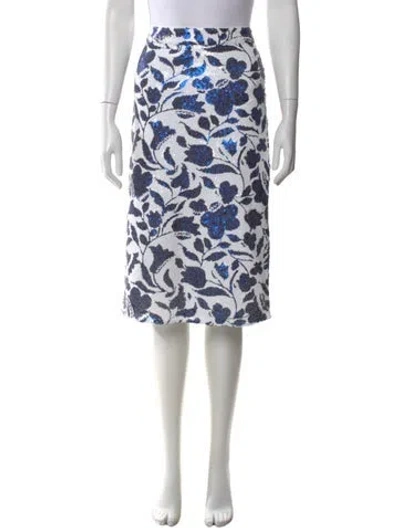 Pre-owned Kate Spade Floral Print Knee-length Skirt W/ Tags In Blue