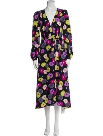 Pre-owned Kate Spade Floral Print Long Dress In Black