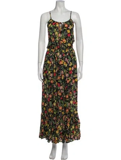 Pre-owned Kate Spade Floral Print Long Dress In Black