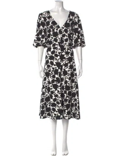 Pre-owned Kate Spade Floral Print Long Dress In Black