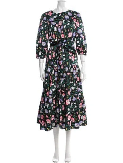 Pre-owned Kate Spade Floral Print Long Dress In Black