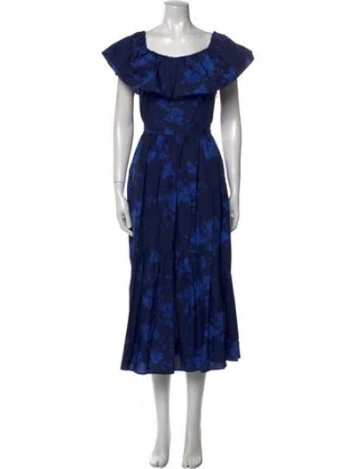 Pre-owned Kate Spade Floral Print Long Dress In Blue