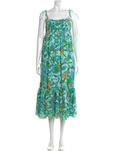 Pre-owned Kate Spade Floral Print Long Dress In Blue