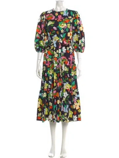 Pre-owned Kate Spade Floral Print Long Dress In Blue