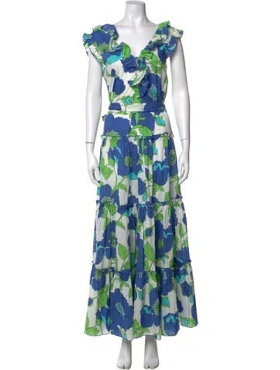 Pre-owned Kate Spade Floral Print Long Dress In Multi