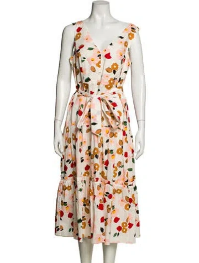 Pre-owned Kate Spade Floral Print Long Dress In Neutral