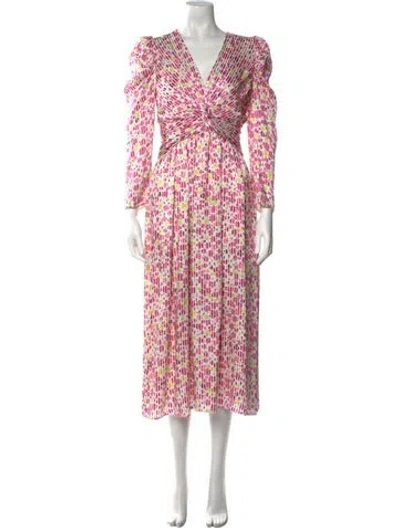 Pre-owned Kate Spade Floral Print Long Dress In Pink