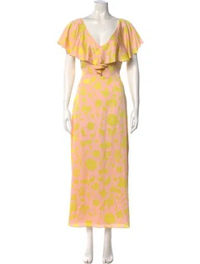 Pre-owned Kate Spade Floral Print Long Dress In Pink