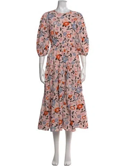 Pre-owned Kate Spade Floral Print Long Dress In Pink
