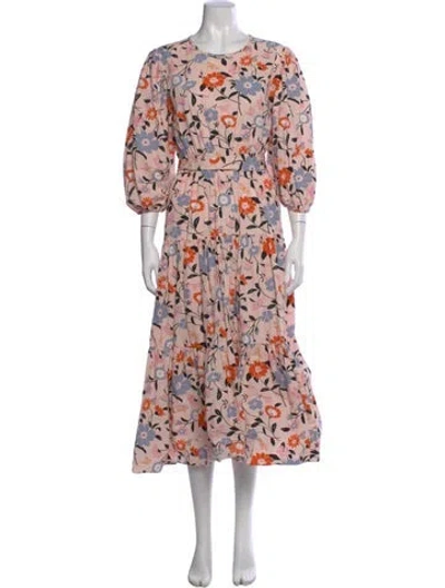 Pre-owned Kate Spade Floral Print Long Dress In Pink