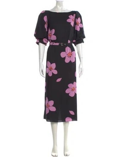 Pre-owned Kate Spade Floral Print Long Dress In Purple