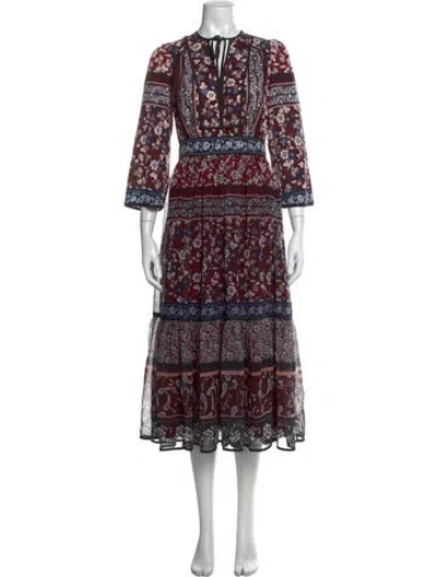 Pre-owned Kate Spade Floral Print Long Dress In Purple