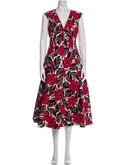 Pre-owned Kate Spade Floral Print Long Dress In Red