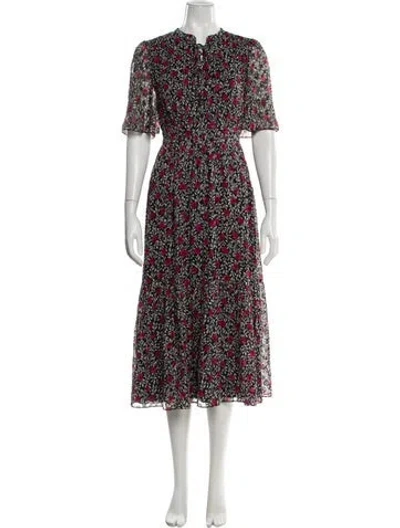 Pre-owned Kate Spade Floral Print Long Dress In Red
