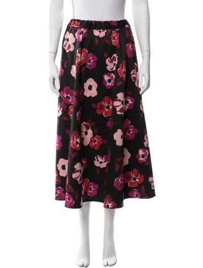 Pre-owned Kate Spade Floral Print Long Skirt In Black