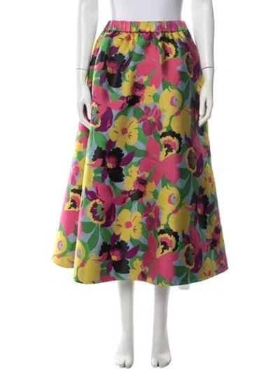 Pre-owned Kate Spade Floral Print Long Skirt In Pink