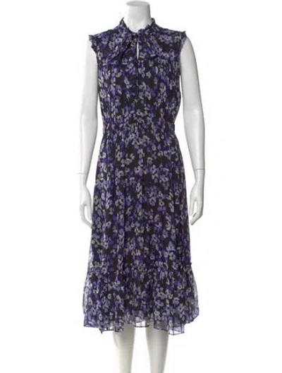 Pre-owned Kate Spade Floral Print Midi Length Dress In Black