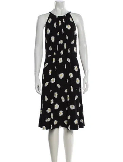 Pre-owned Kate Spade Floral Print Midi Length Dress In Black
