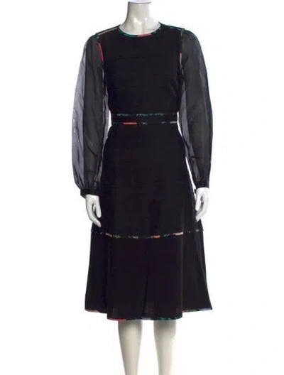 Pre-owned Kate Spade Floral Print Midi Length Dress In Black