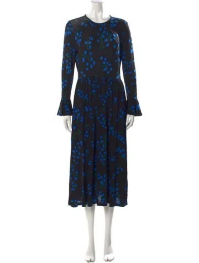 Pre-owned Kate Spade Floral Print Midi Length Dress In Black