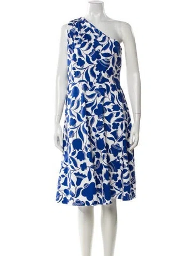 Pre-owned Kate Spade Floral Print Midi Length Dress In Blue