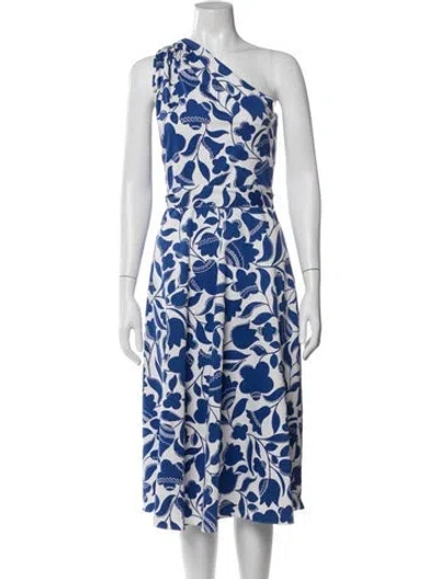 Pre-owned Kate Spade Floral Print Midi Length Dress In Blue