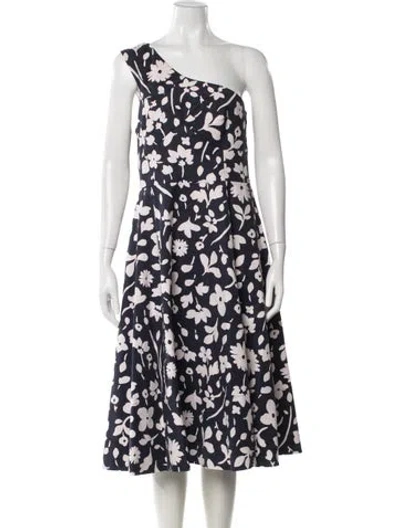 Pre-owned Kate Spade Floral Print Midi Length Dress In Blue