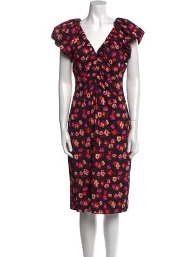 Pre-owned Kate Spade Floral Print Midi Length Dress In Multi