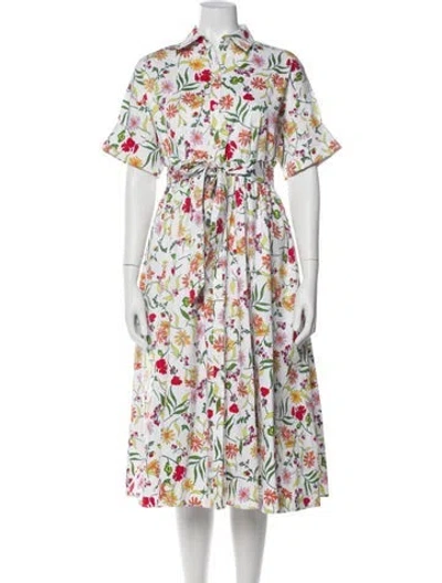 Pre-owned Kate Spade Floral Print Midi Length Dress In Neutral