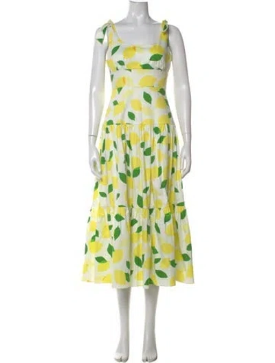 Pre-owned Kate Spade Floral Print Midi Length Dress In Neutral