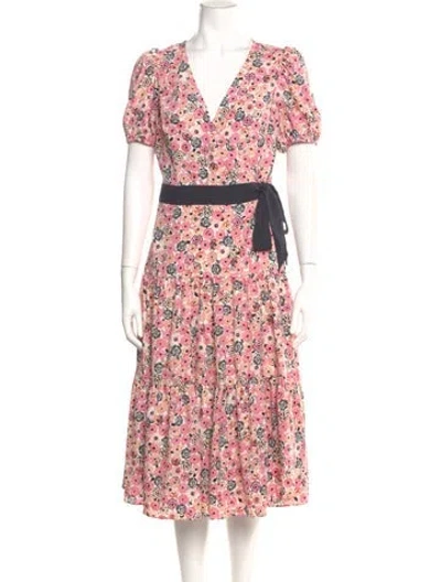 Pre-owned Kate Spade Floral Print Midi Length Dress In Pink