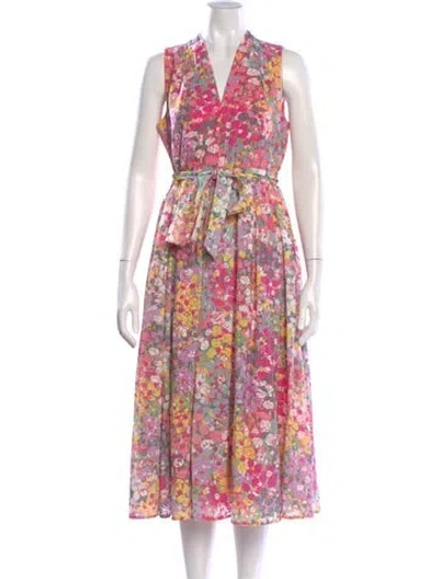 Pre-owned Kate Spade Floral Print Midi Length Dress In Pink