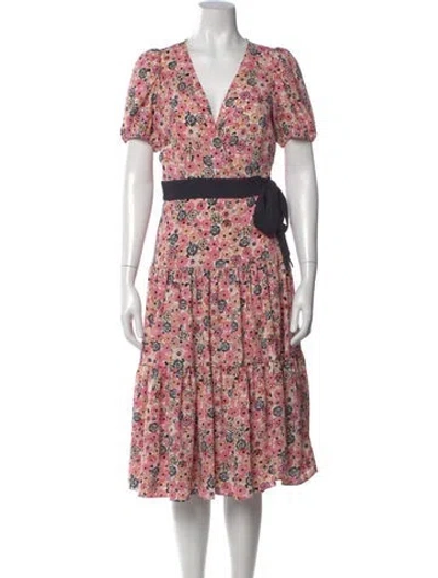 Pre-owned Kate Spade Floral Print Midi Length Dress In Pink