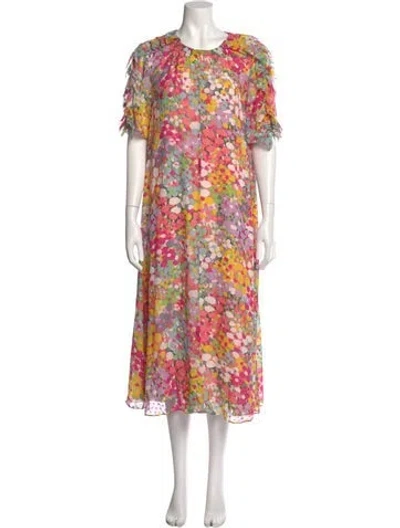 Pre-owned Kate Spade Floral Print Midi Length Dress In Pink