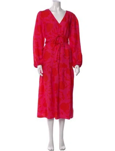 Pre-owned Kate Spade Floral Print Midi Length Dress In Pink