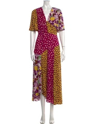 Pre-owned Kate Spade Floral Print Midi Length Dress In Pink