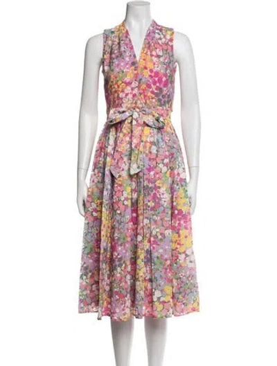 Pre-owned Kate Spade Floral Print Midi Length Dress In Pink