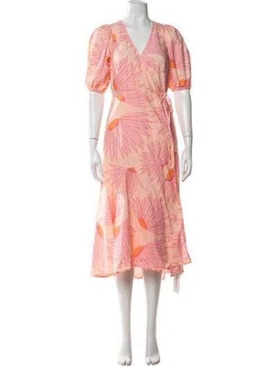 Pre-owned Kate Spade Floral Print Midi Length Dress In Pink