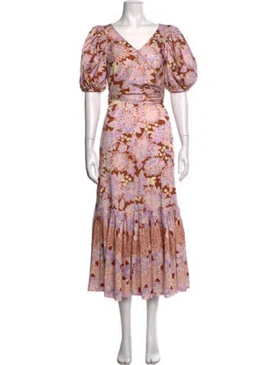Pre-owned Kate Spade Floral Print Midi Length Dress In Pink