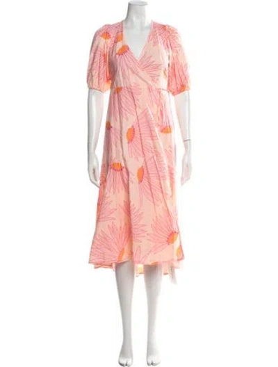 Pre-owned Kate Spade Floral Print Midi Length Dress In Pink