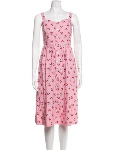 Pre-owned Kate Spade Floral Print Midi Length Dress In Pink