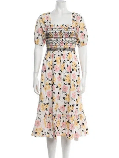 Pre-owned Kate Spade Floral Print Midi Length Dress In Pink