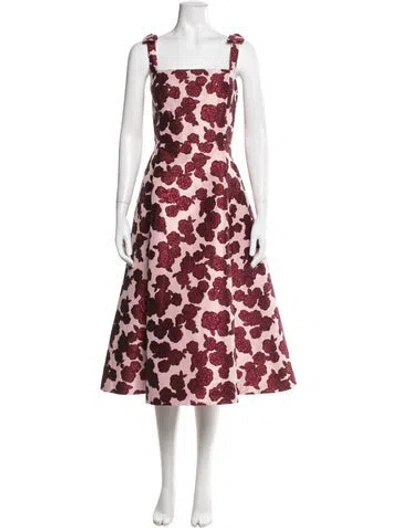 Pre-owned Kate Spade Floral Print Midi Length Dress In Red