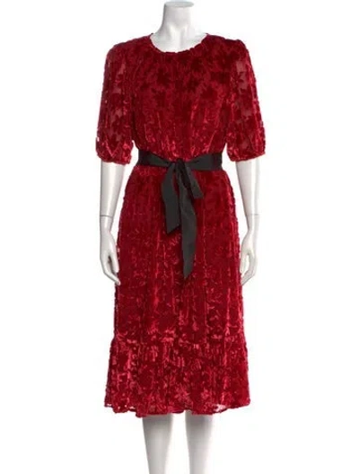 Pre-owned Kate Spade Floral Print Midi Length Dress In Red