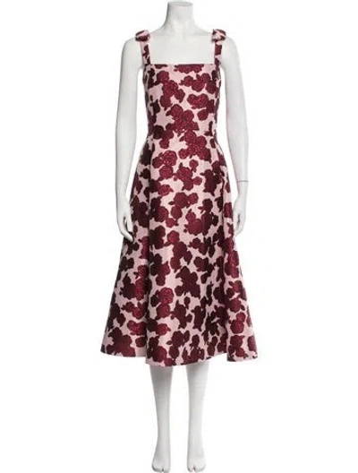 Pre-owned Kate Spade Floral Print Midi Length Dress In Red