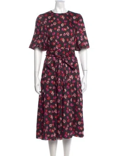 Pre-owned Kate Spade Floral Print Midi Length Dress W/ Tags In Multi